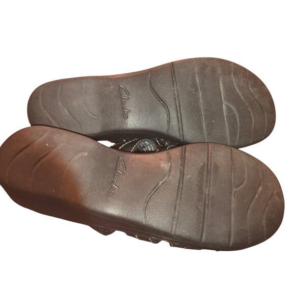 Clarks Womens Black Leather Strappy Slide Sandals With Stitch Detailing Size 7.5 - Picture 14 of 16